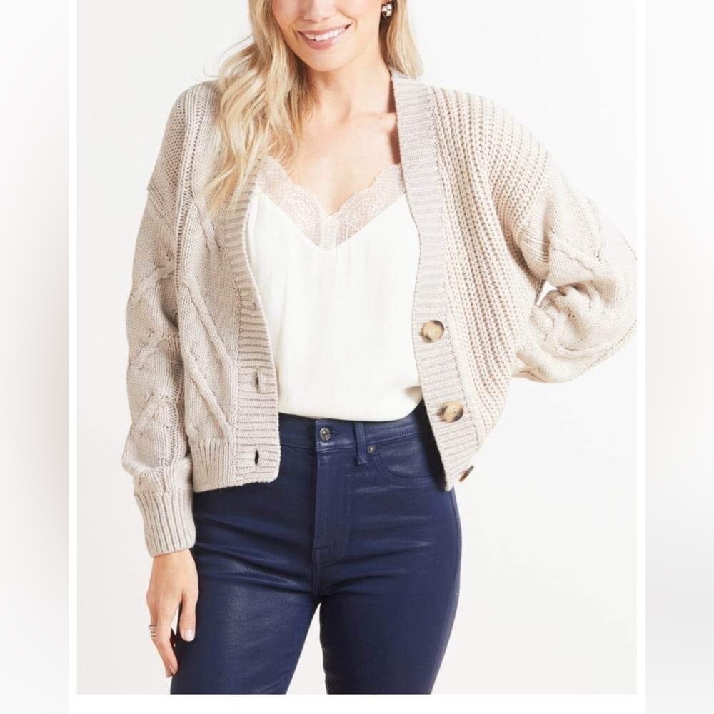 Truth Soul Armor Multi-Knit Cardigan Sweater Size S